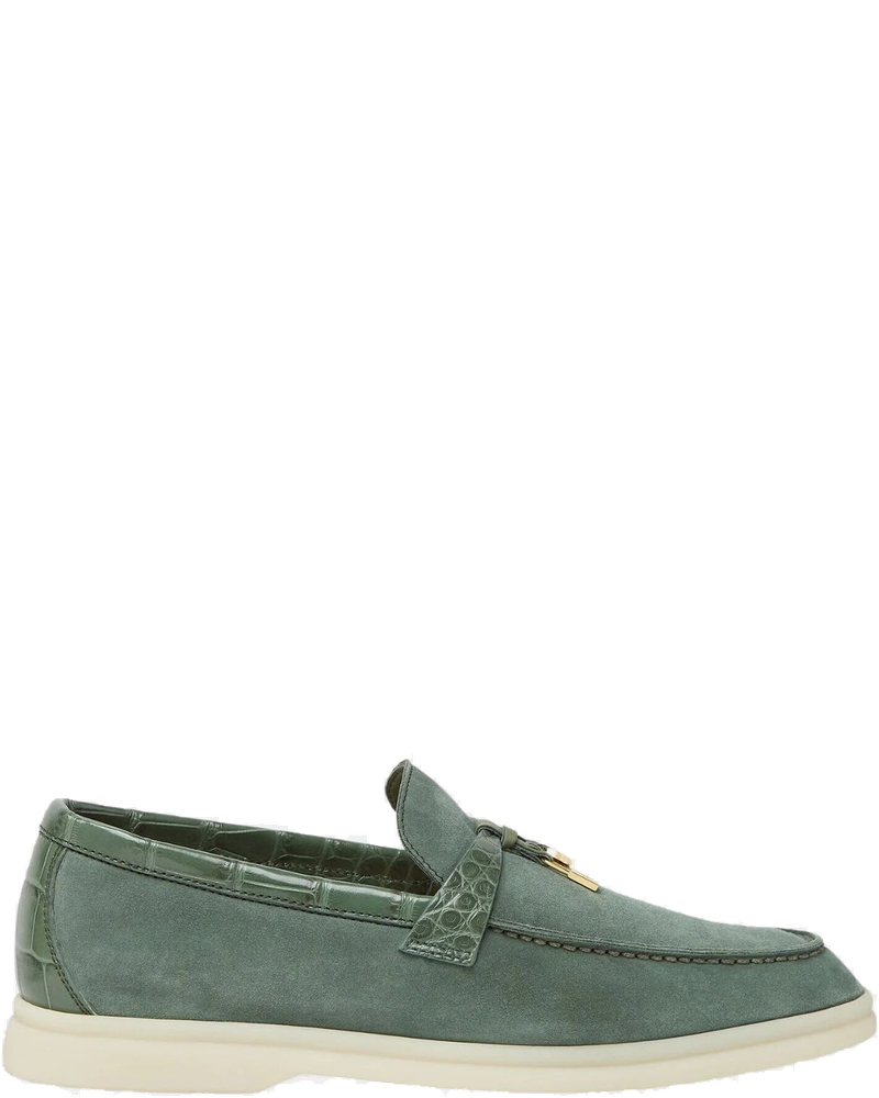 Оригінальна Summer Charms Walk Loafers Suede With Alligator Skin Loro piana