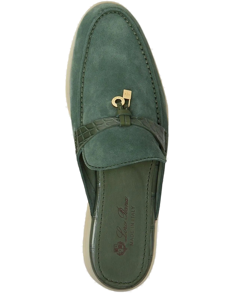 Оригінальна Charms Walk Babouche Loafer Suede With Alligator Saddles Loro piana