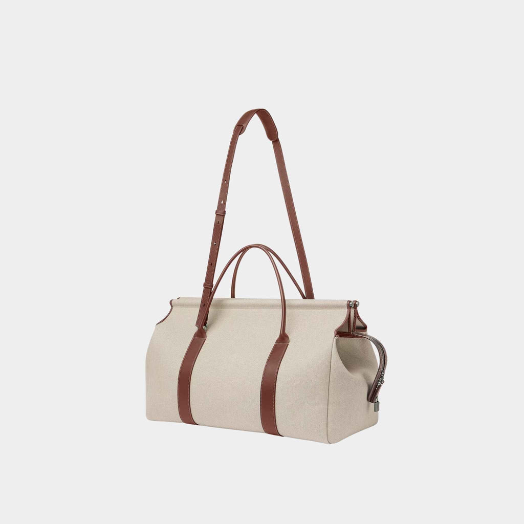 Loom Weekender Bag L42 Cotton-Linen And Calfskin Loro piana – Гарантія оригінальності – вид ззаду