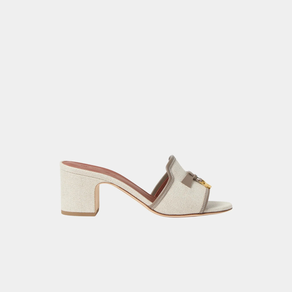 Summer Charms Heeled Sandal In Cotton And Linen Loro piana – Гарантія оригінальності – збільшений вид