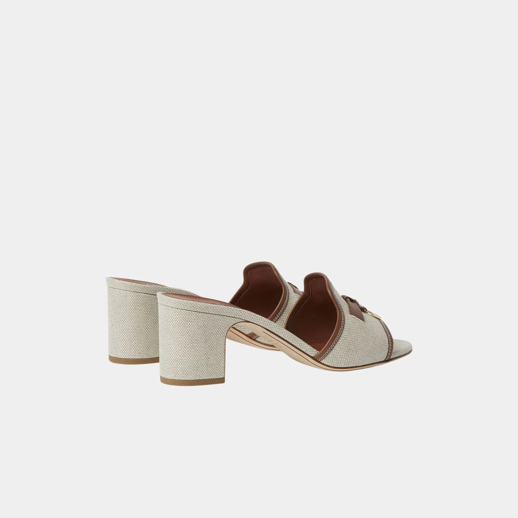 Summer Charms Heeled Sandal In Cotton And Linen Loro piana – Гарантія оригінальності – детальний вид