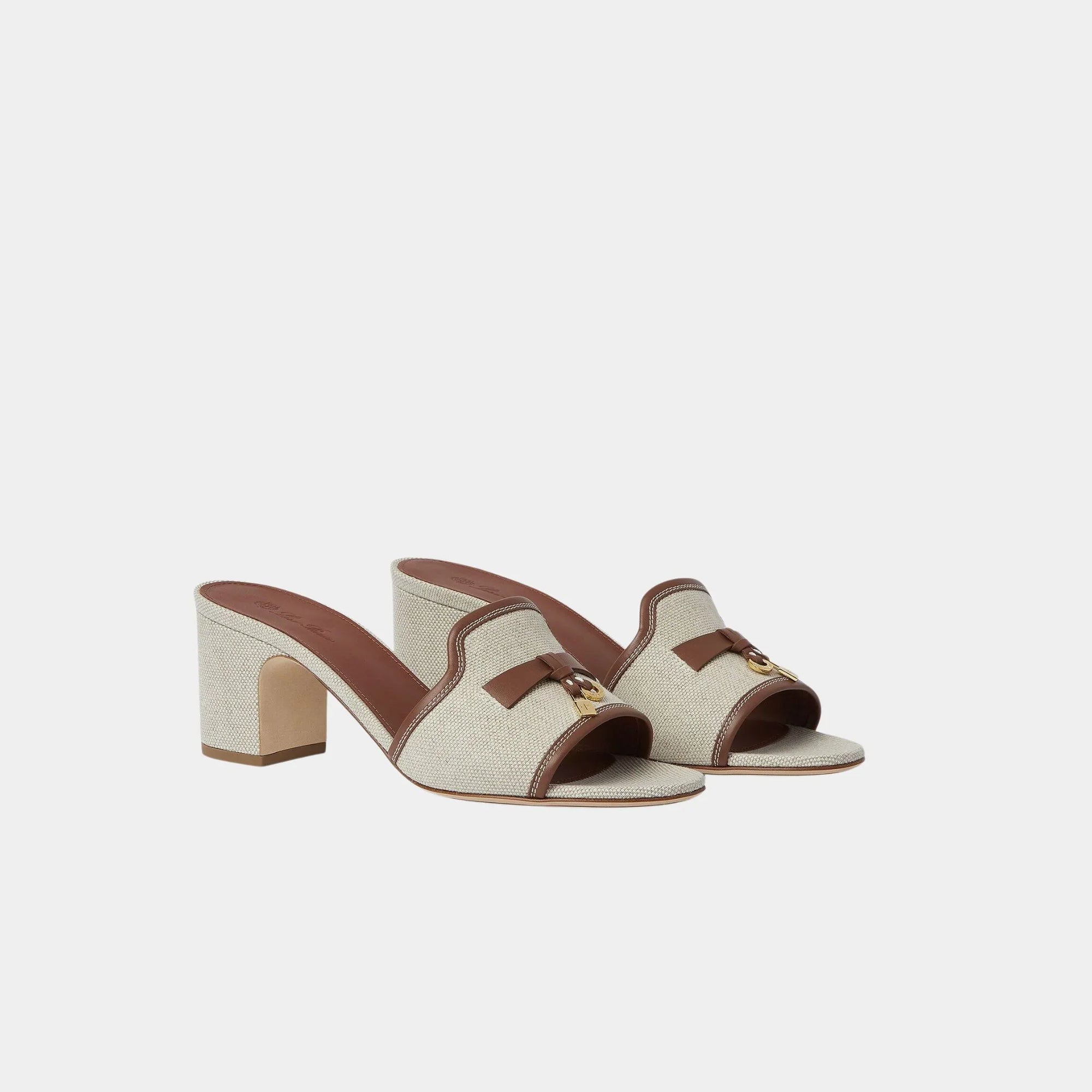Summer Charms Heeled Sandal In Cotton And Linen Loro piana – Гарантія оригінальності – вид ззаду
