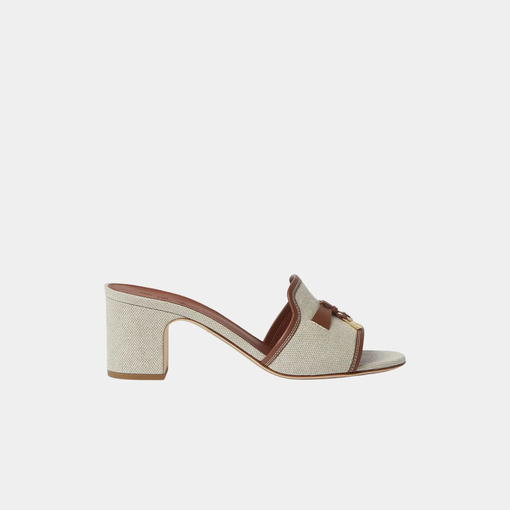 Summer Charms Heeled Sandal In Cotton And Linen Loro piana – Гарантія оригінальності – боковий вид
