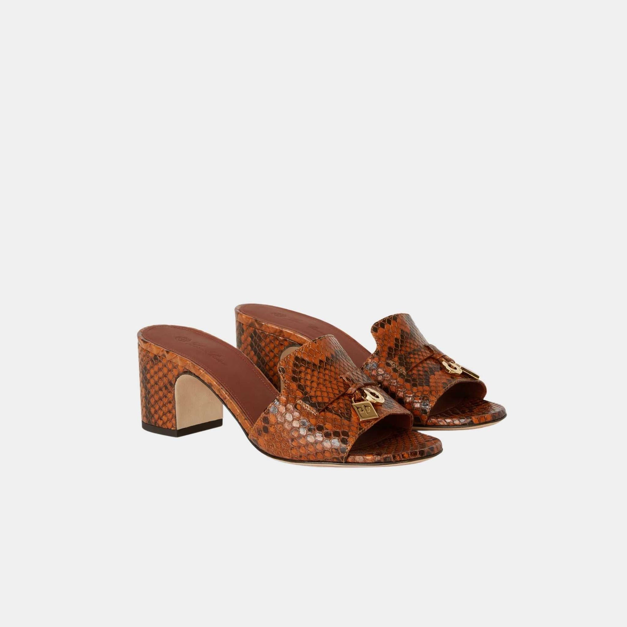 Оригінальна Summer Charms Heeled Sandal Matte Python Leather Loro piana – вид ззаду