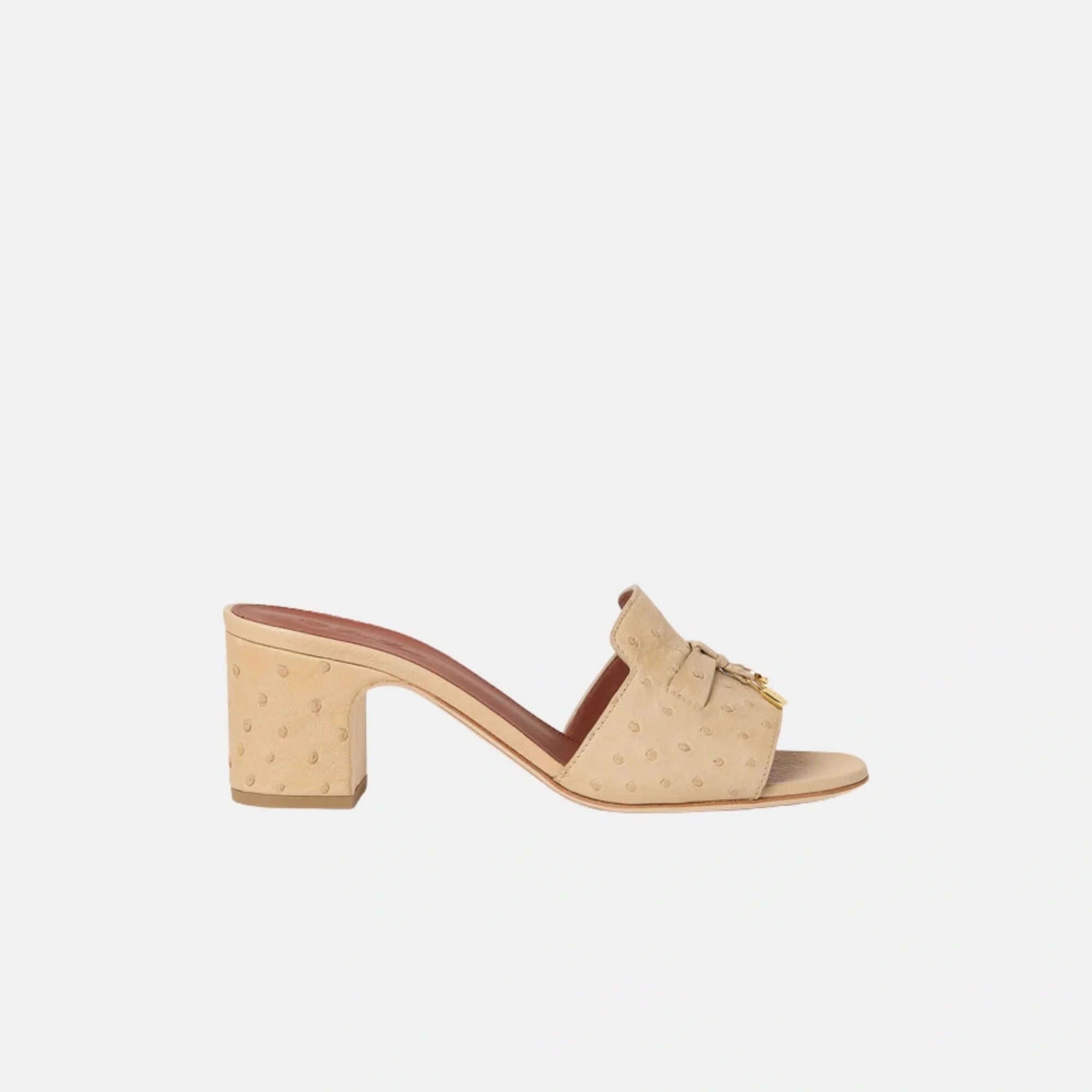 Summer Charms Heeled Sandal Ostrich Leather Loro piana оригінал – Купити в Україні – боковий вид