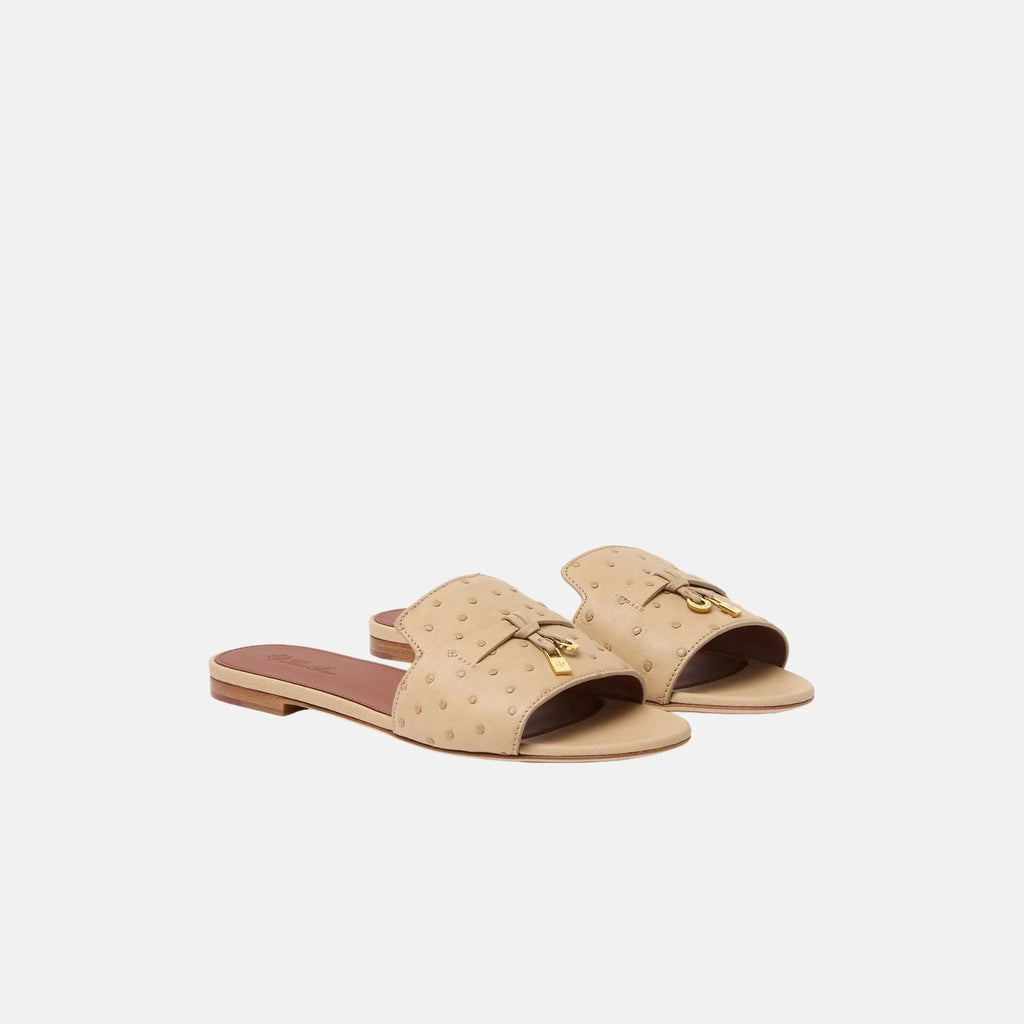 Summer Charms Ostrich Leather Flat Sandal Loro piana – Гарантія оригінальності – вид ззаду