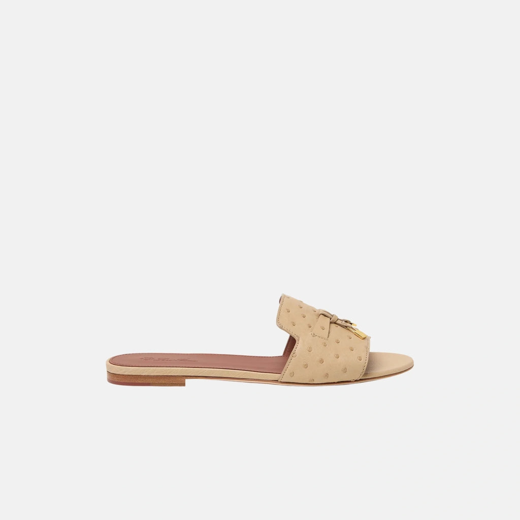 Summer Charms Ostrich Leather Flat Sandal Loro piana – Гарантія оригінальності – боковий вид