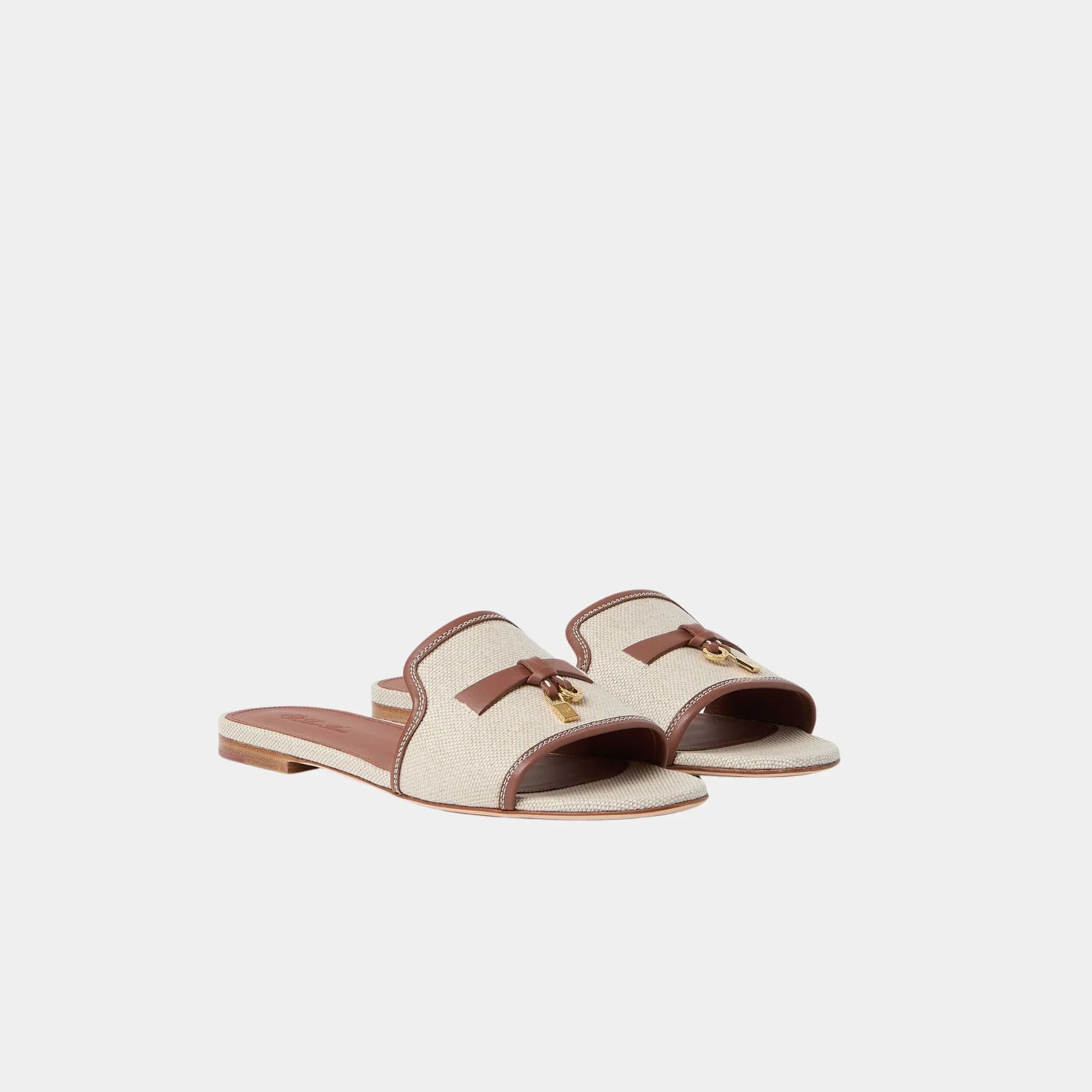 Summer Charms Sandal In Cotton And Linen Loro piana – Гарантія оригінальності – вид ззаду