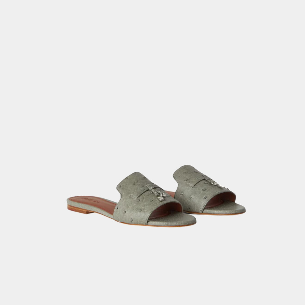 Оригінальна Summer Charms Sandal Flats Ostrich Leather Loro piana – вид ззаду