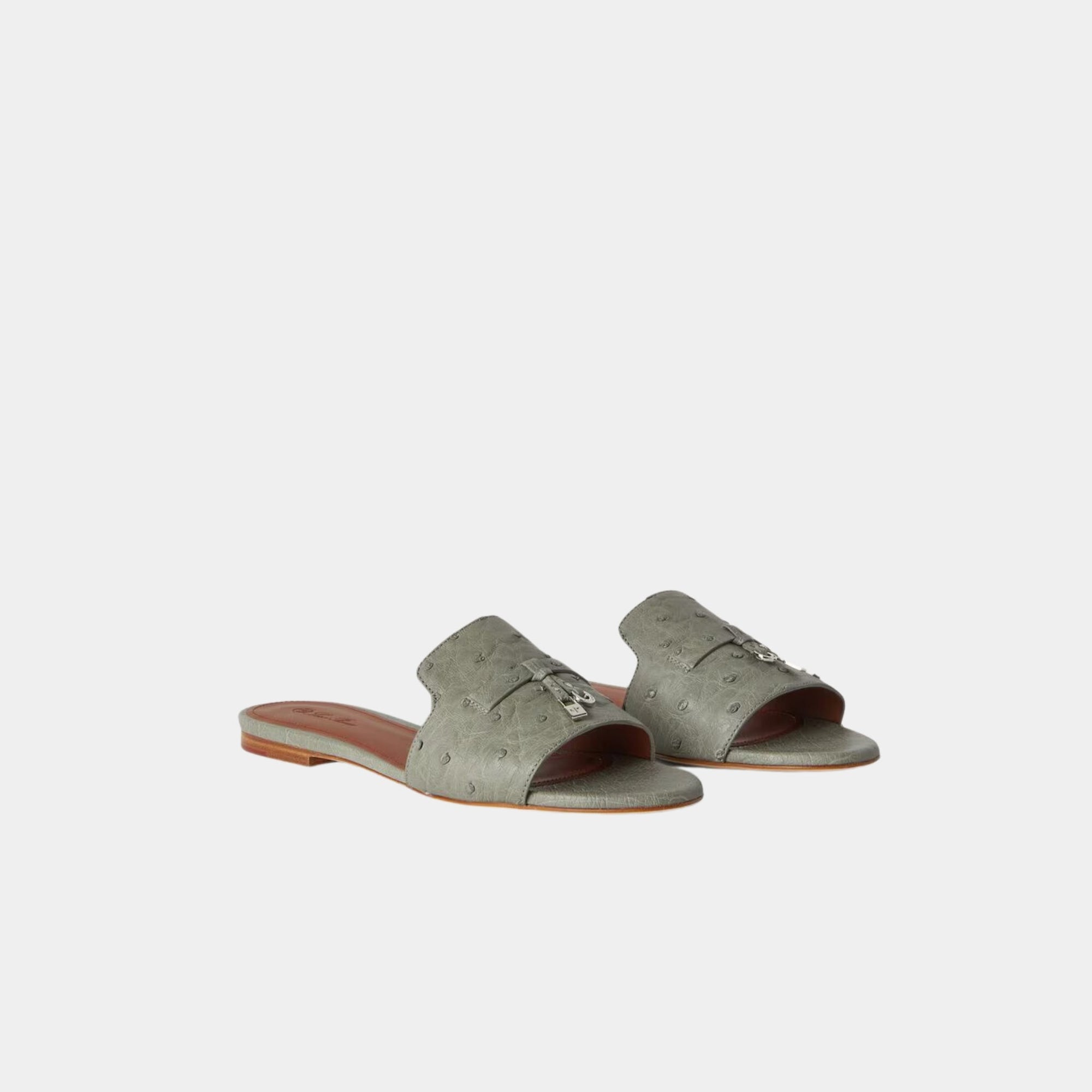 Оригінальна Summer Charms Sandal Flats Ostrich Leather Loro piana – вид ззаду