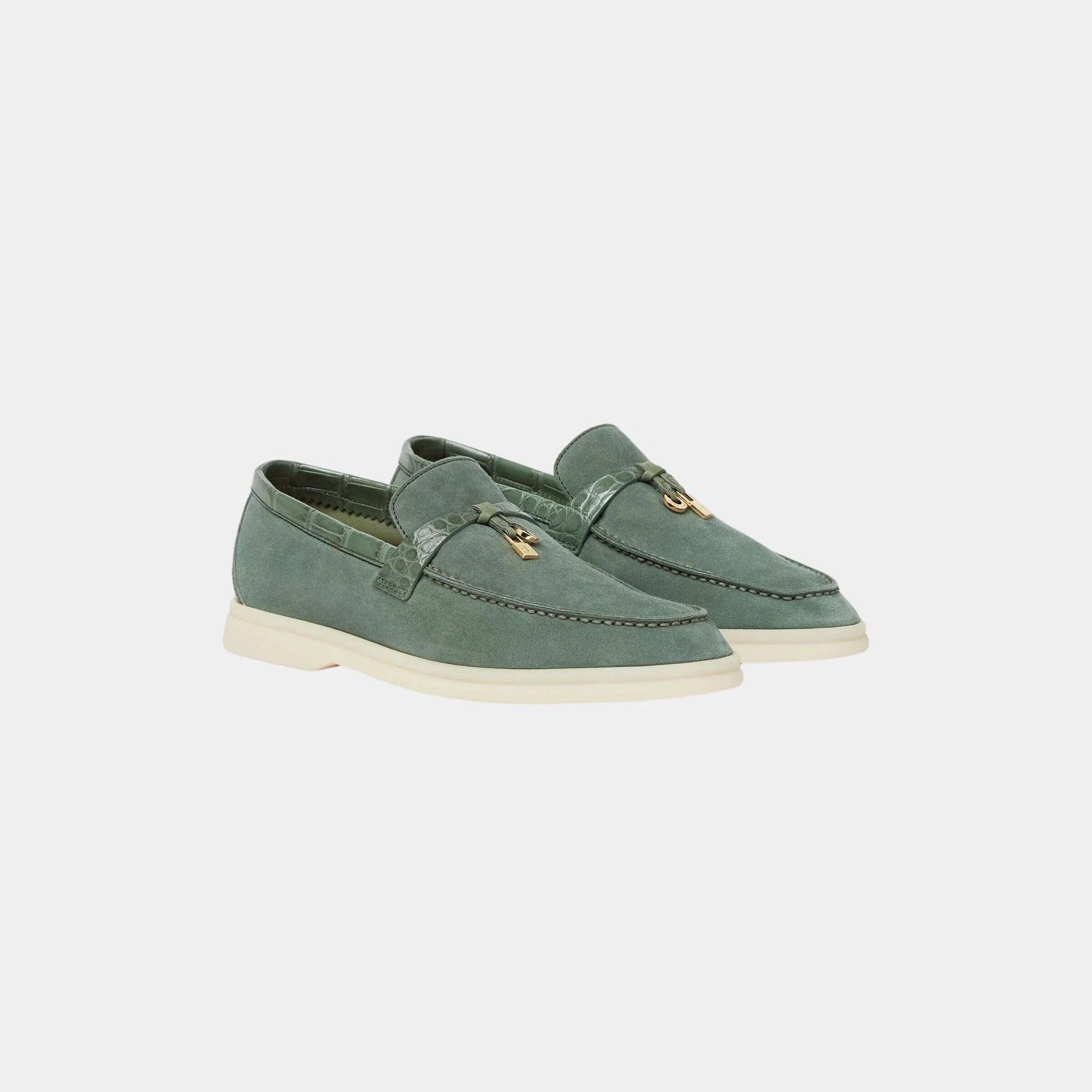 Оригінальна Summer Charms Walk Loafers Suede With Alligator Skin Loro piana – вид ззаду