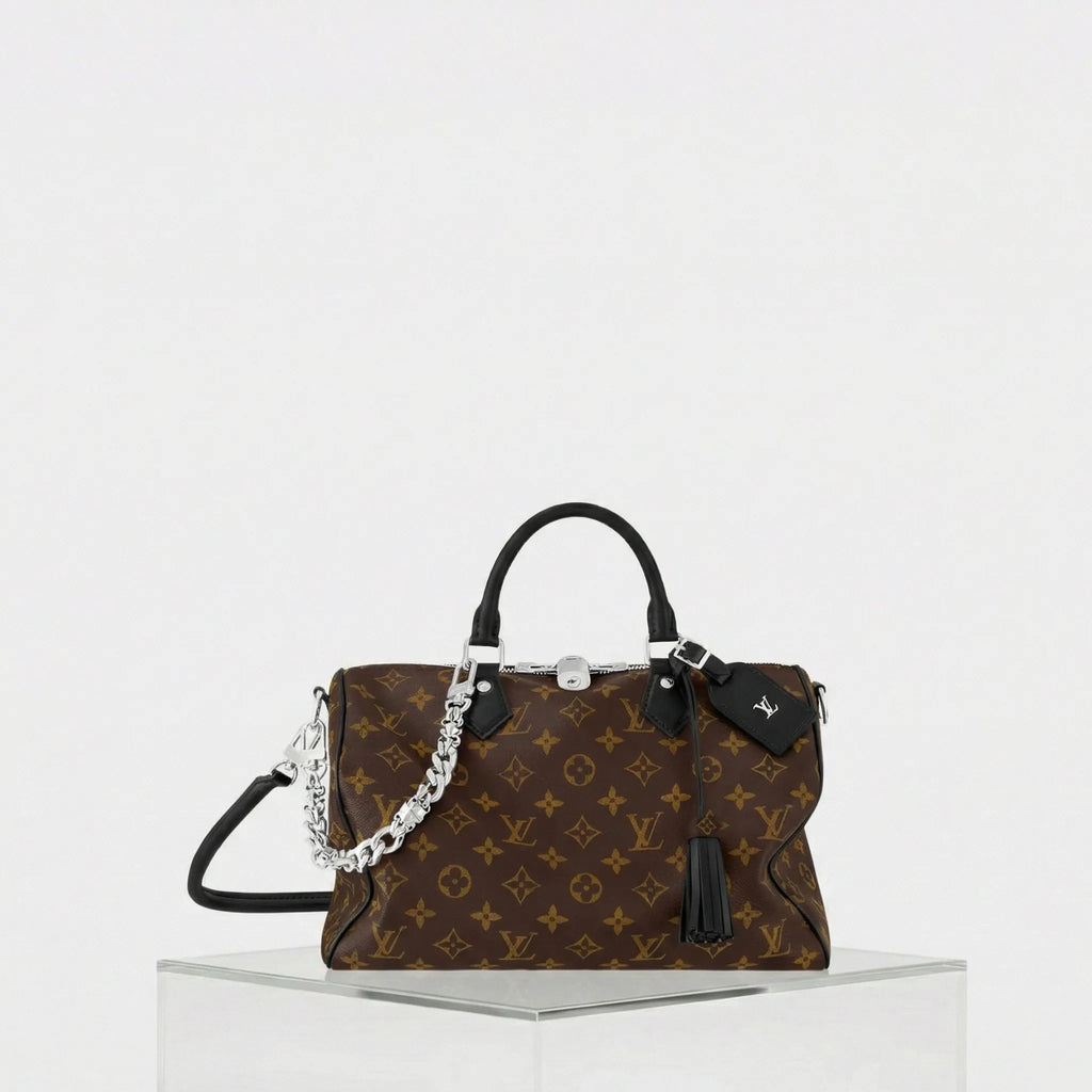 Speedy Soft 30 Dark Monogram Canvas Louis vuitton – Гарантія оригінальності – боковий вид