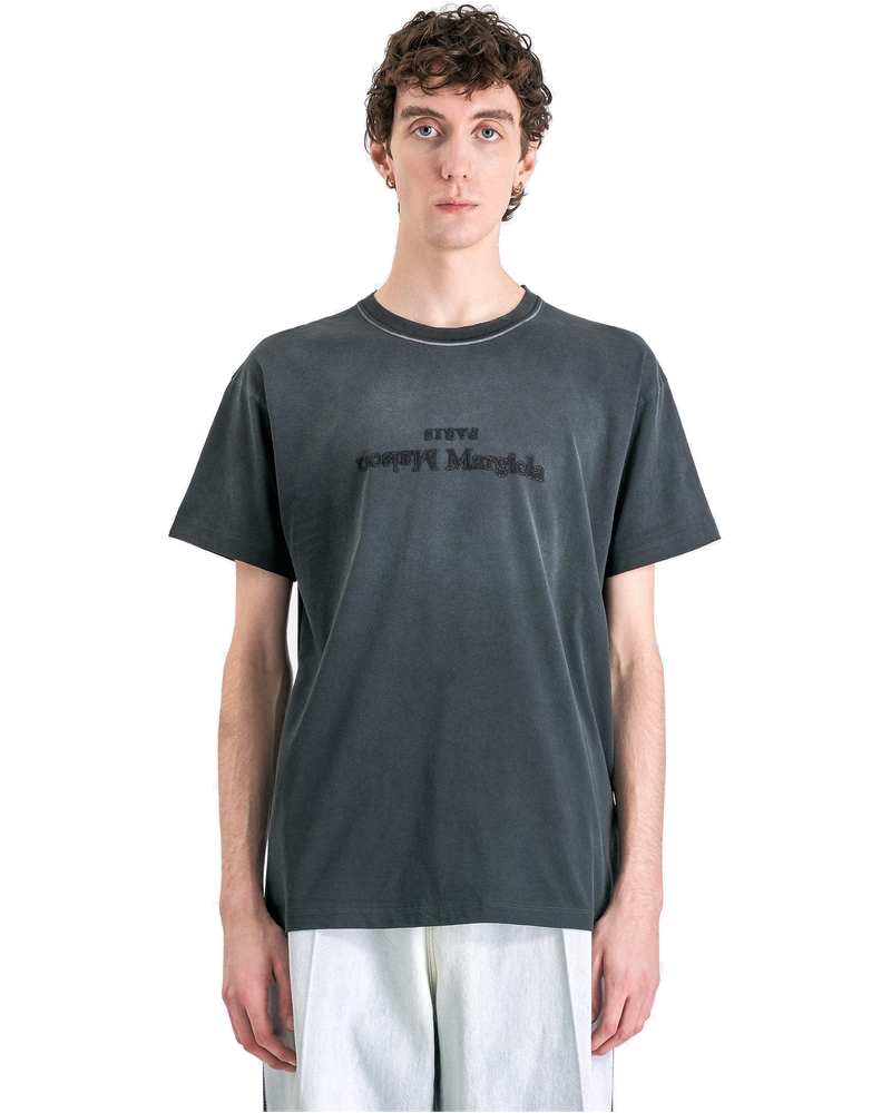 Оригінальна Overdyed Treatment Logo T-Shirt In Washed Black Maison margiela