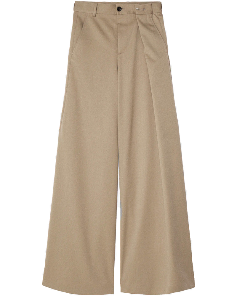 Оригінальна W Beige Wool Blend Wide Leg Pants Maison margiela