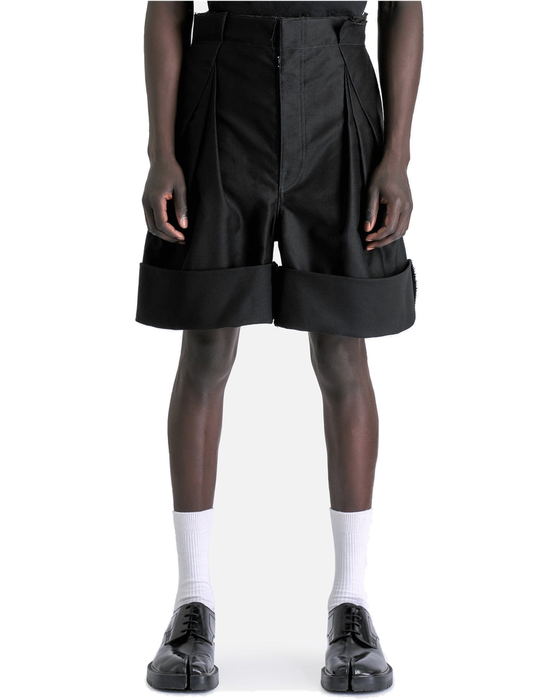 Cuffed Satin Shorts In Black Maison margiela – Гарантія оригінальності