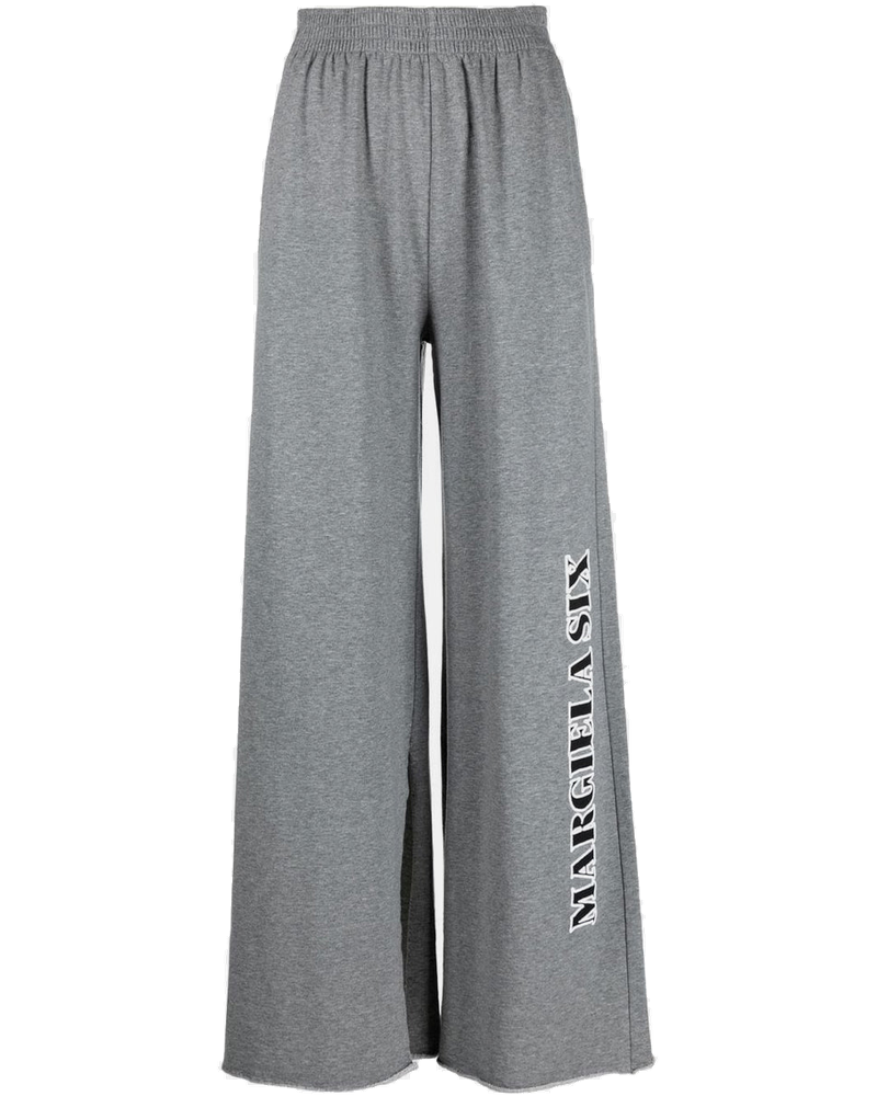 Оригінальна Grey Logo-Print Wide-Leg Trousers Maison margiela