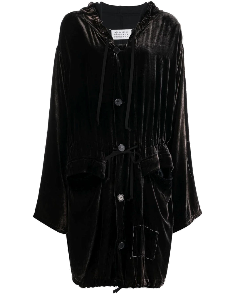 Black Hooded Velvet Shirt Dress Maison margiela оригінал – Купити в Україні