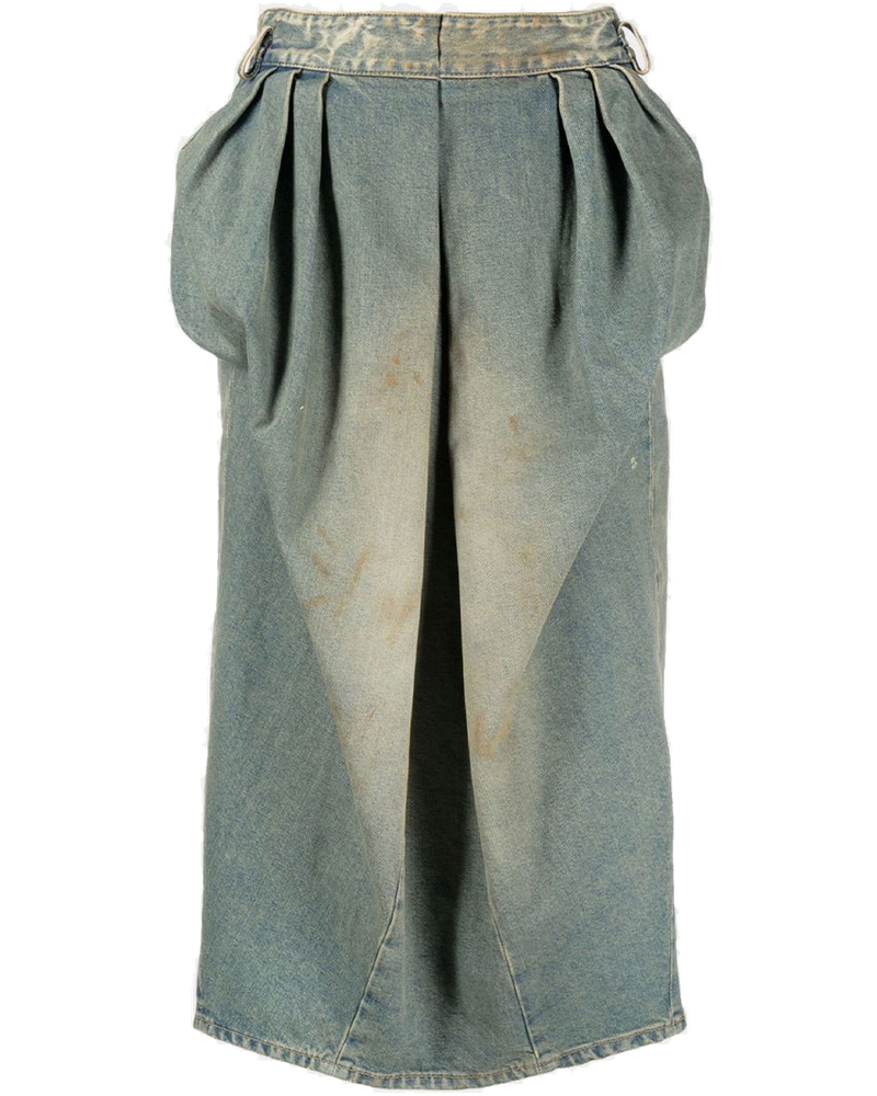 Оригінальна Dirty Blue Pleated Denim MIDI Skirt Maison margiela