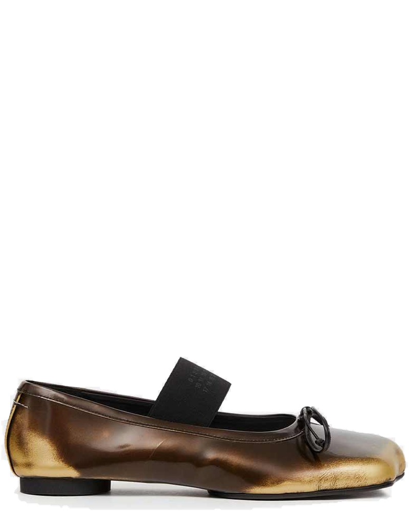 Оригінальна Black Gold Leather Ballet Shoes Maison margiela