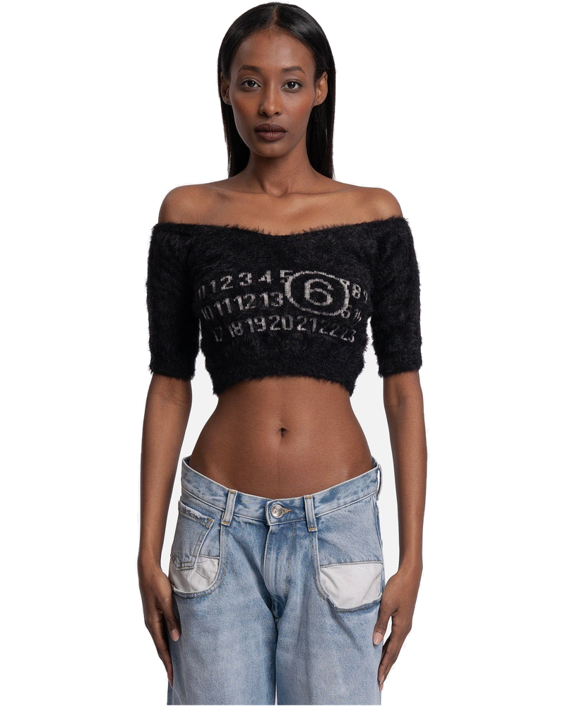 Off-Shoulder Brushed Top In Black Maison margiela оригінал – Купити в Україні