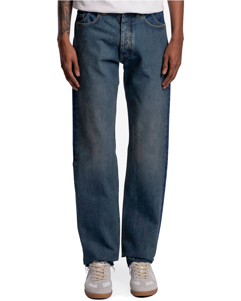 Оригінальна Raw Hem High Waisted Jeans In Denim Blue Maison margiela
