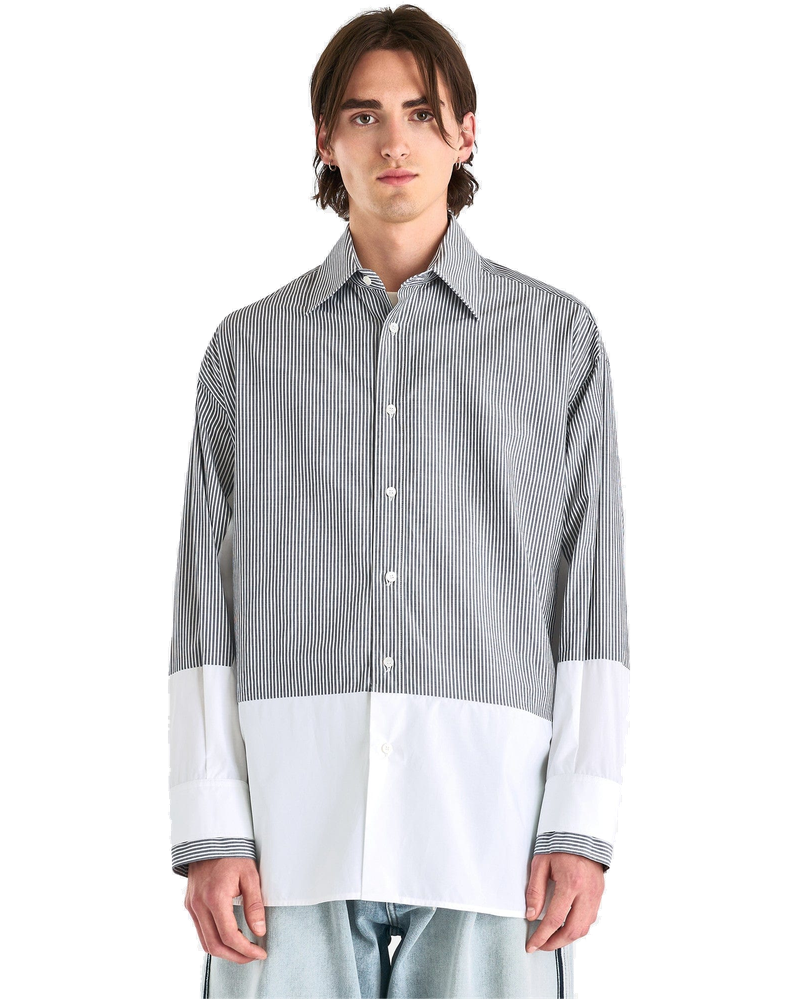 Оригінальна Spliced Long-Sleeved Shirt In Dark Grey Maison margiela