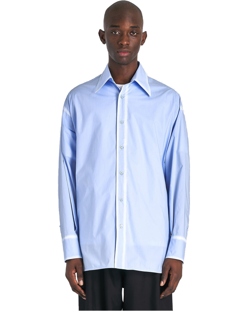 Оригінальна Worn Effect Poplin Shirt In Light Blue Maison margiela