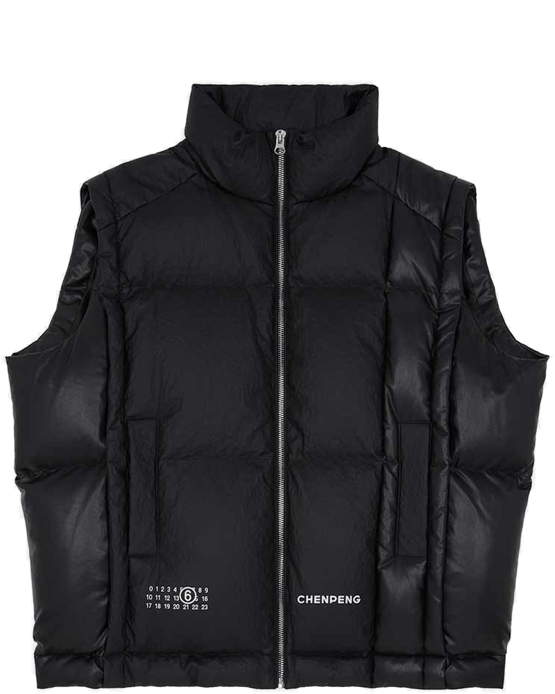 Оригінальна Black Mm6 X Chen Peng Numbers-Logo Padded Gilet Maison margiela