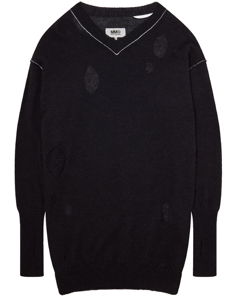 Оригінальна Black Distressed Knit Sweater Maison margiela