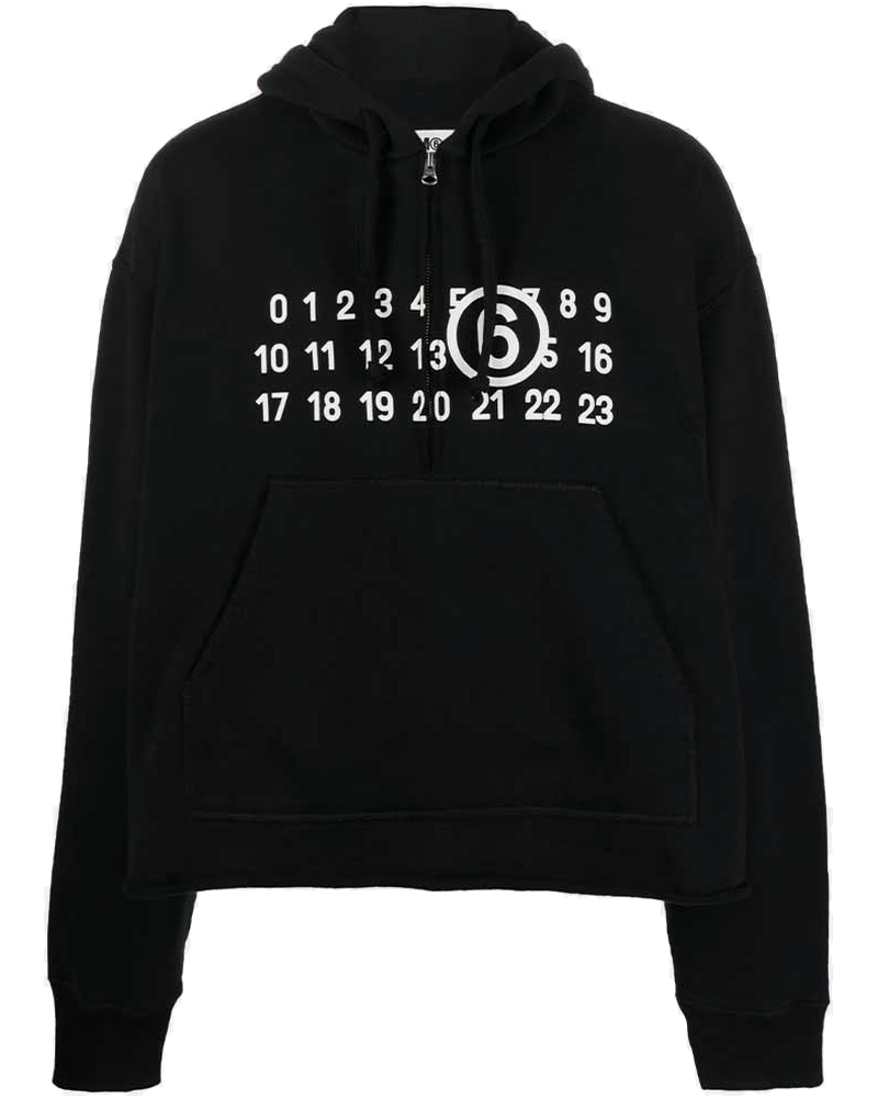 Black Logo-Print Half-Zip Hoodie Maison margiela оригінал – Купити в Україні