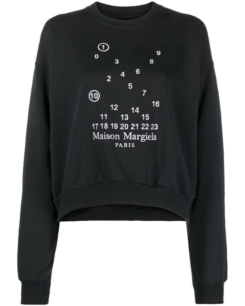 Оригінальна Black Numbers-Motif Cotton Sweatshirt Maison margiela