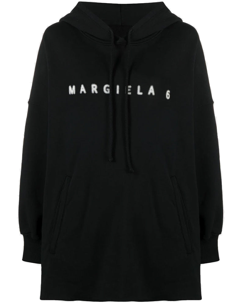 Black Logo-Print Slouchy Hoodie Maison margiela оригінал – Купити в Україні