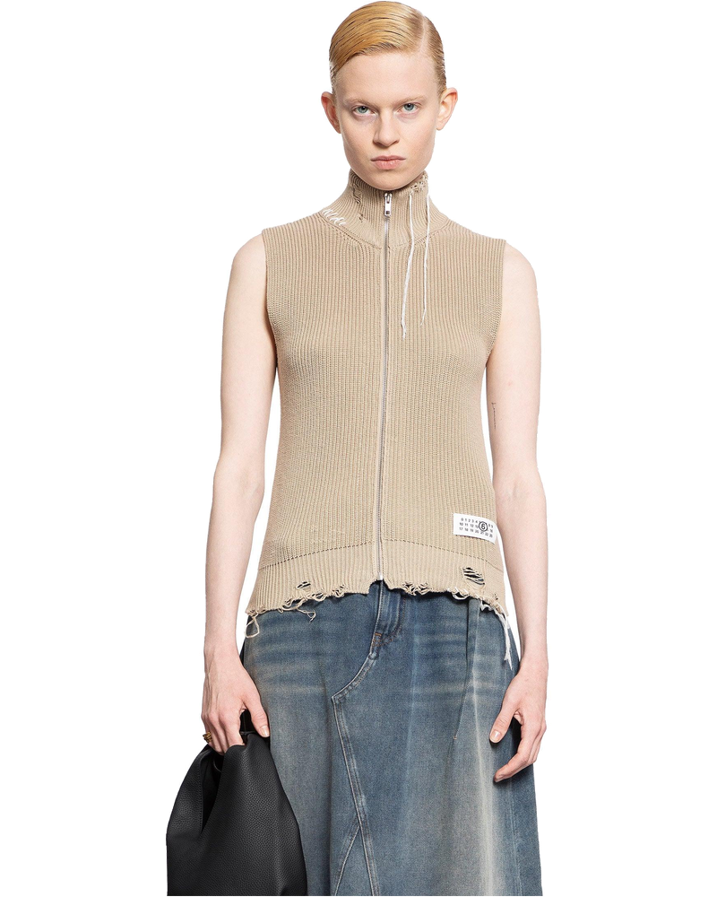 Distressed Cotton Knit Gilet Maison margiela – Гарантія оригінальності