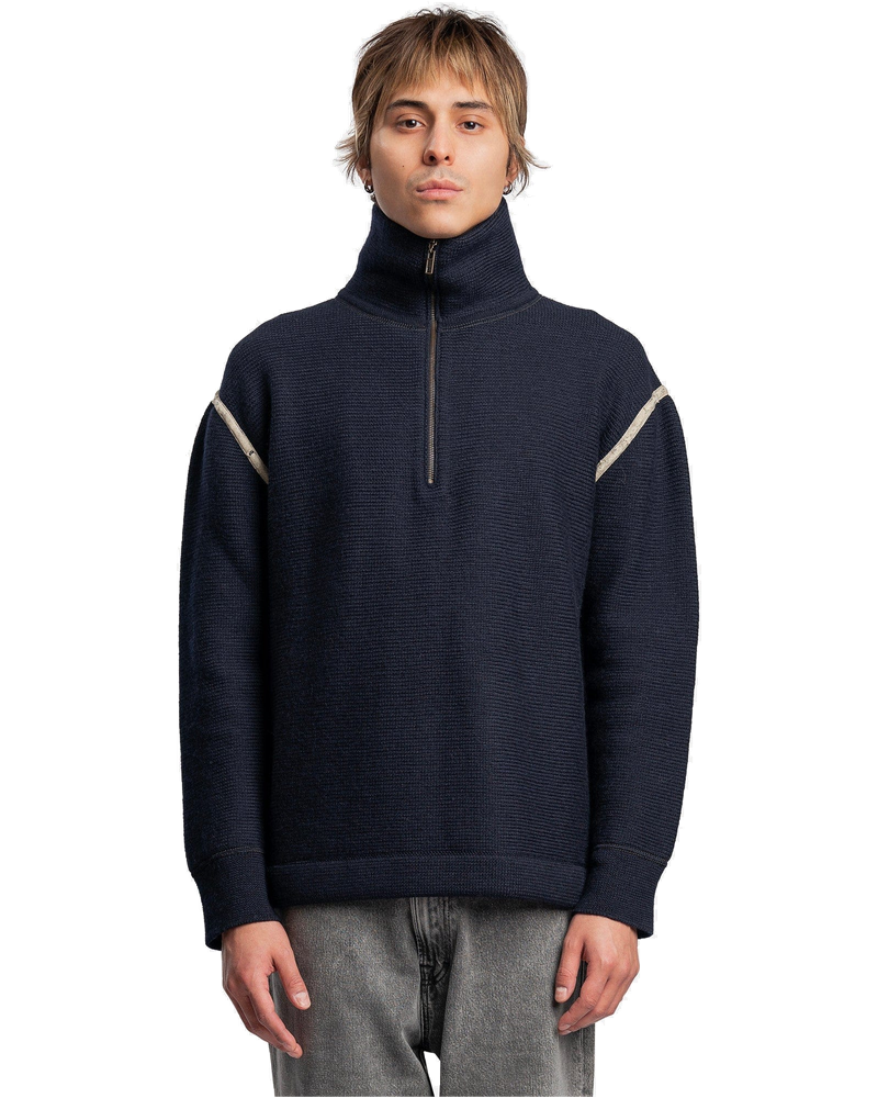 Denim Elbow Patch Pullover In Navy Maison margiela оригінал – Купити в Україні