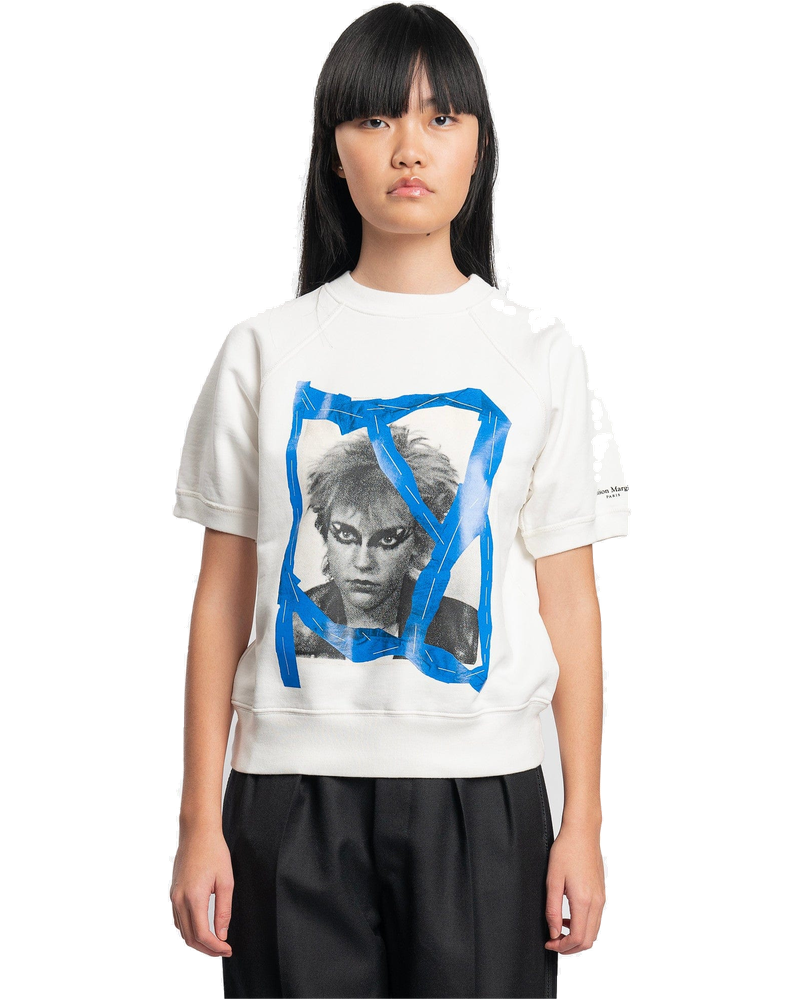 Оригінальна Graphic Print Sweater In White Maison margiela