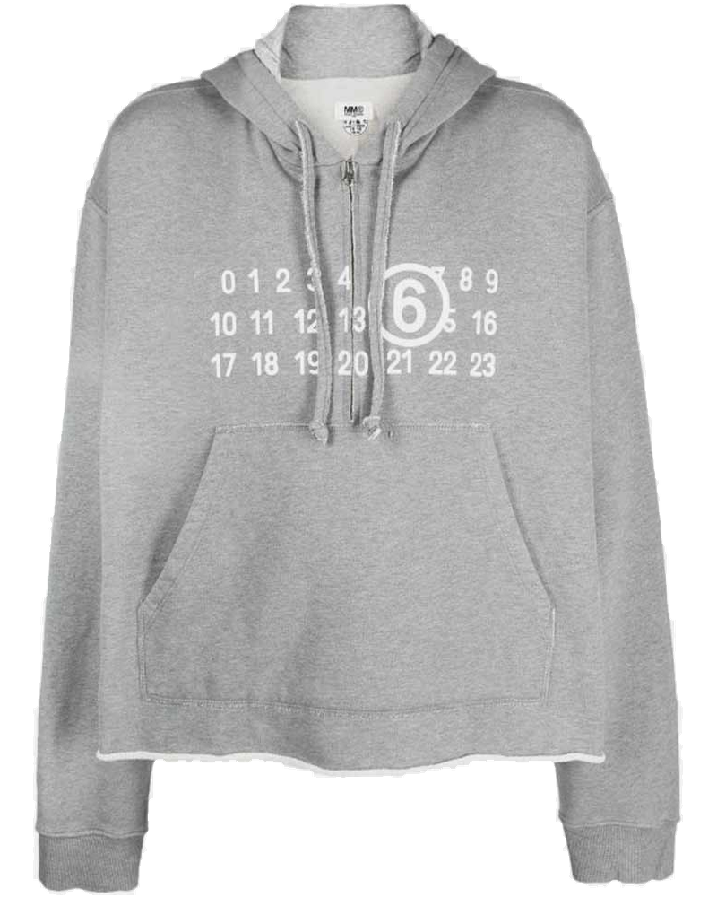 Grey Logo-Print Half-Zip Hoodie Maison margiela – Гарантія оригінальності