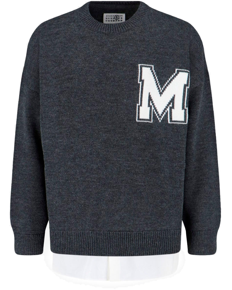Оригінальна Two-In-One Varsity Style Wool Blend Sweater Maison margiela