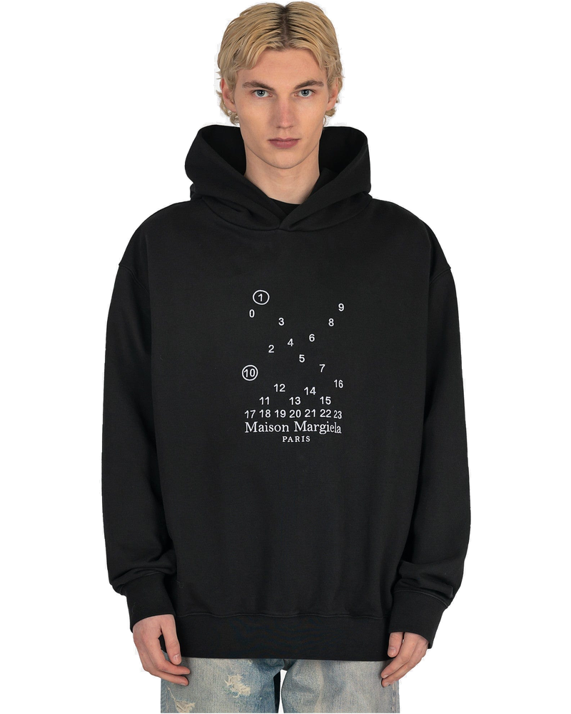 Numbers Logo Hooded Sweatshirt In Black Maison margiela – Гарантія оригінальності