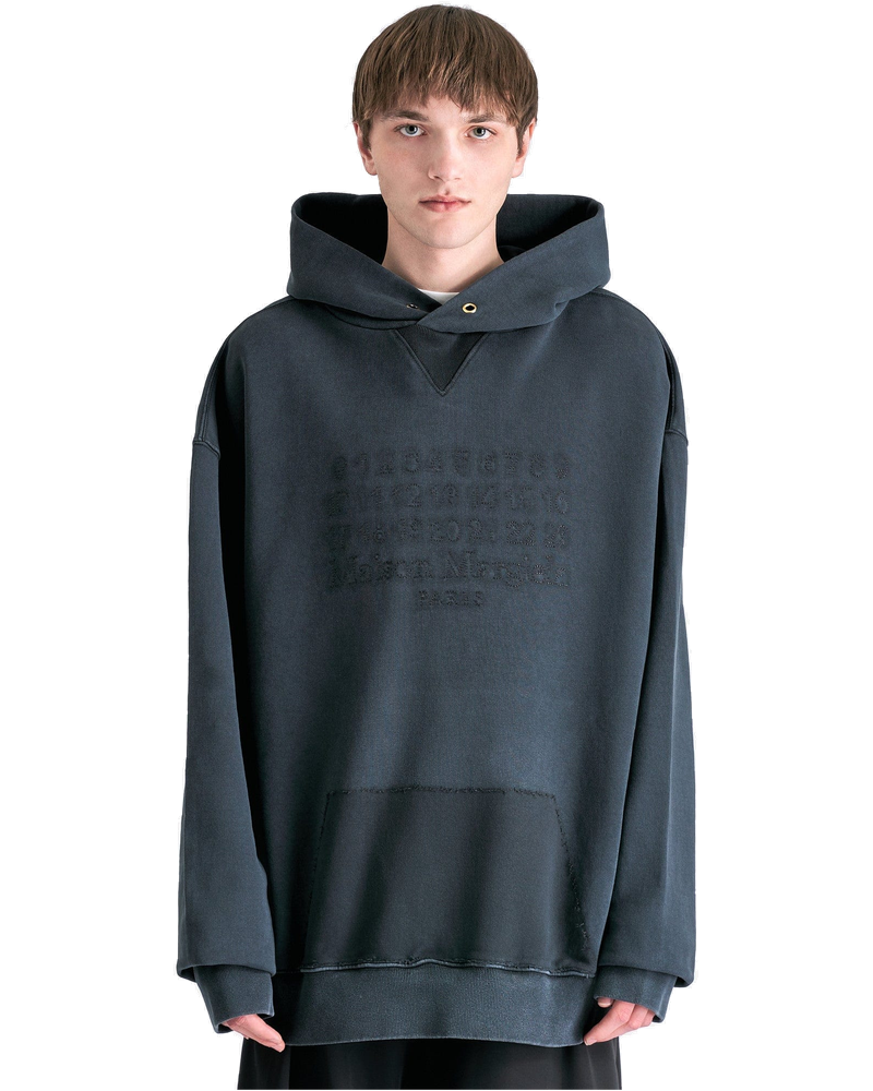 Оригінальна Organic Cotton Fleece Logo Sweatshirt In Washed Black Maison margiela