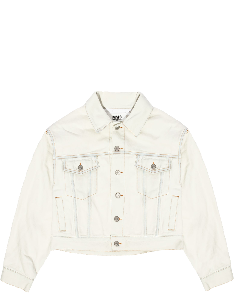 Оригінальна Womens Cotton Denim Cropped Jacket White Maison margiela