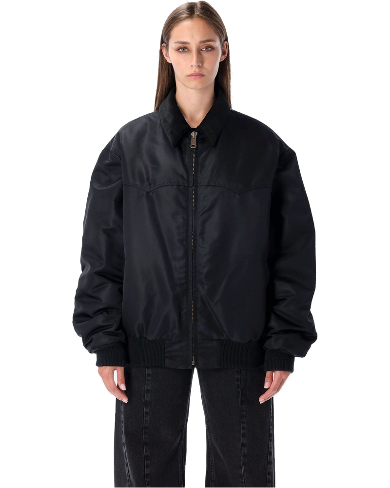 Оригінальна Oversized Nylon Bomber Jacket With Velvet Collar Maison margiela