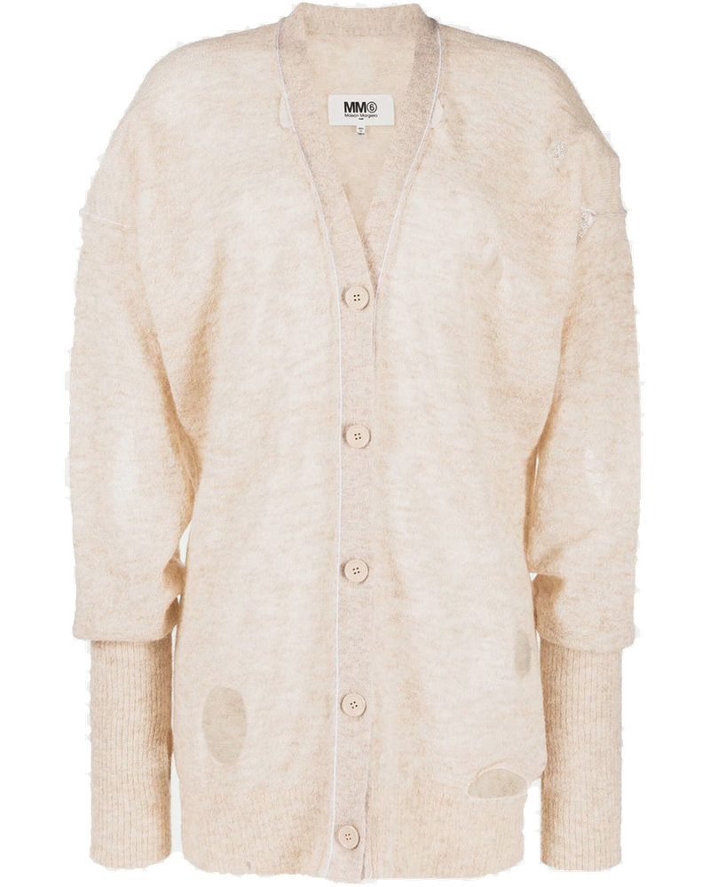 Оригінальна Beige Distressed Knit Cardigan Maison margiela