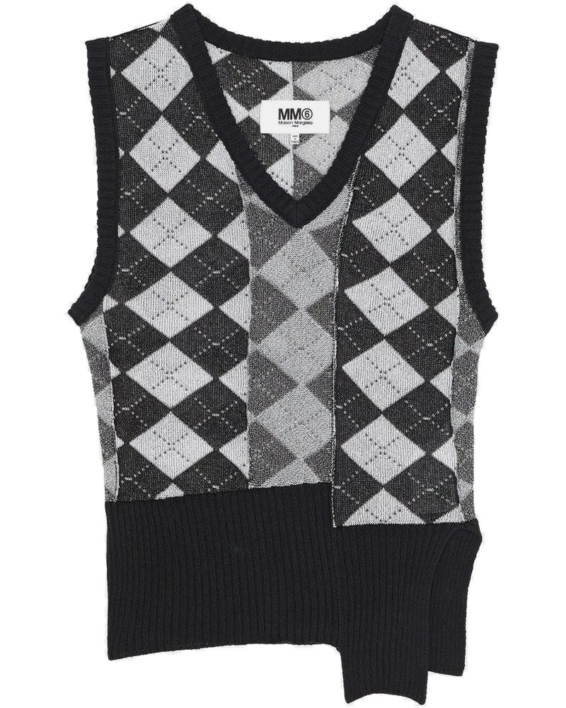 Black Argyle Sleeveless Jumper Maison margiela – Гарантія оригінальності