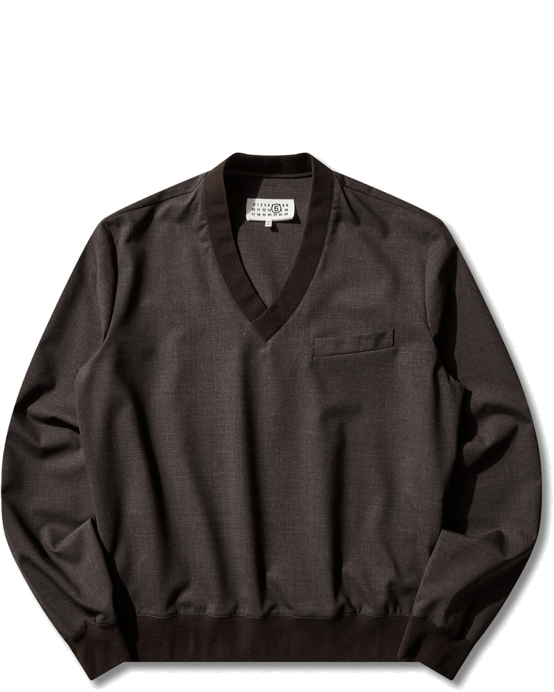 Оригінальна Mens V-Neck Longsleeve Top Deep Brown Maison margiela