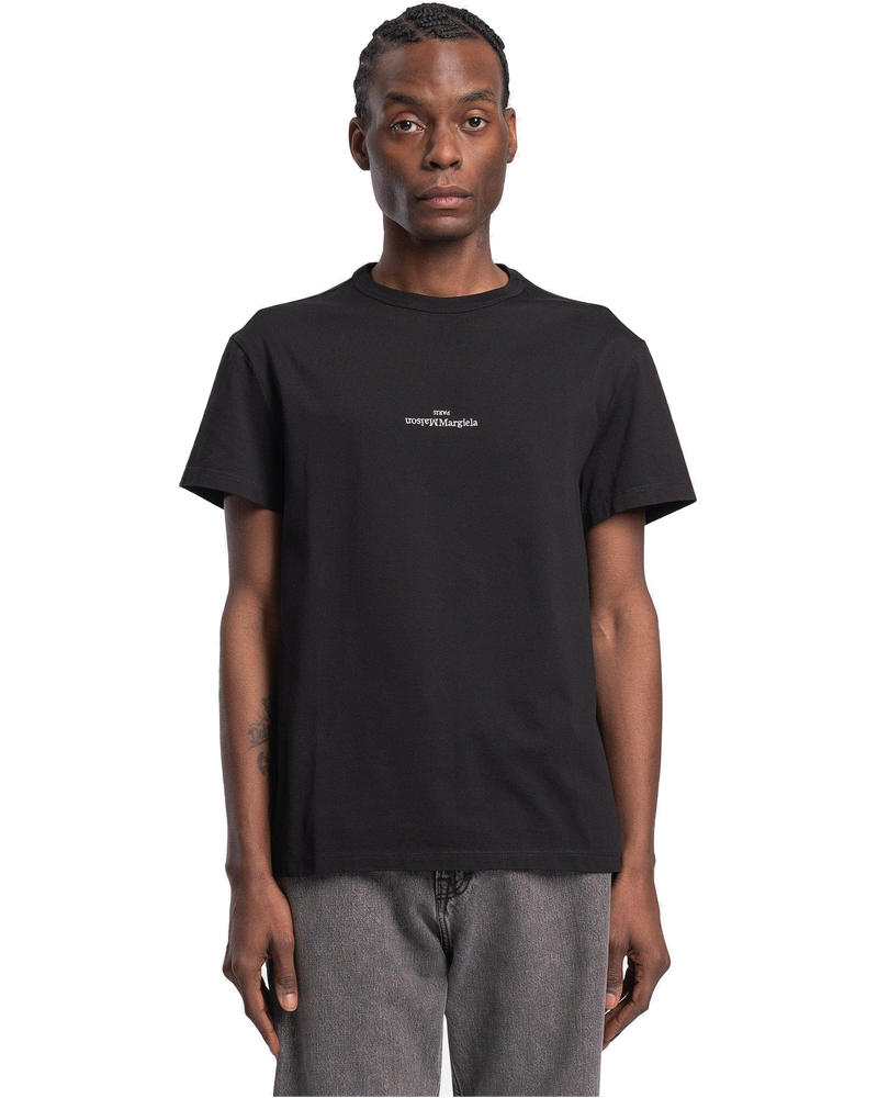 Оригінальна Embroidered Logo T-Shirt In Black Maison margiela