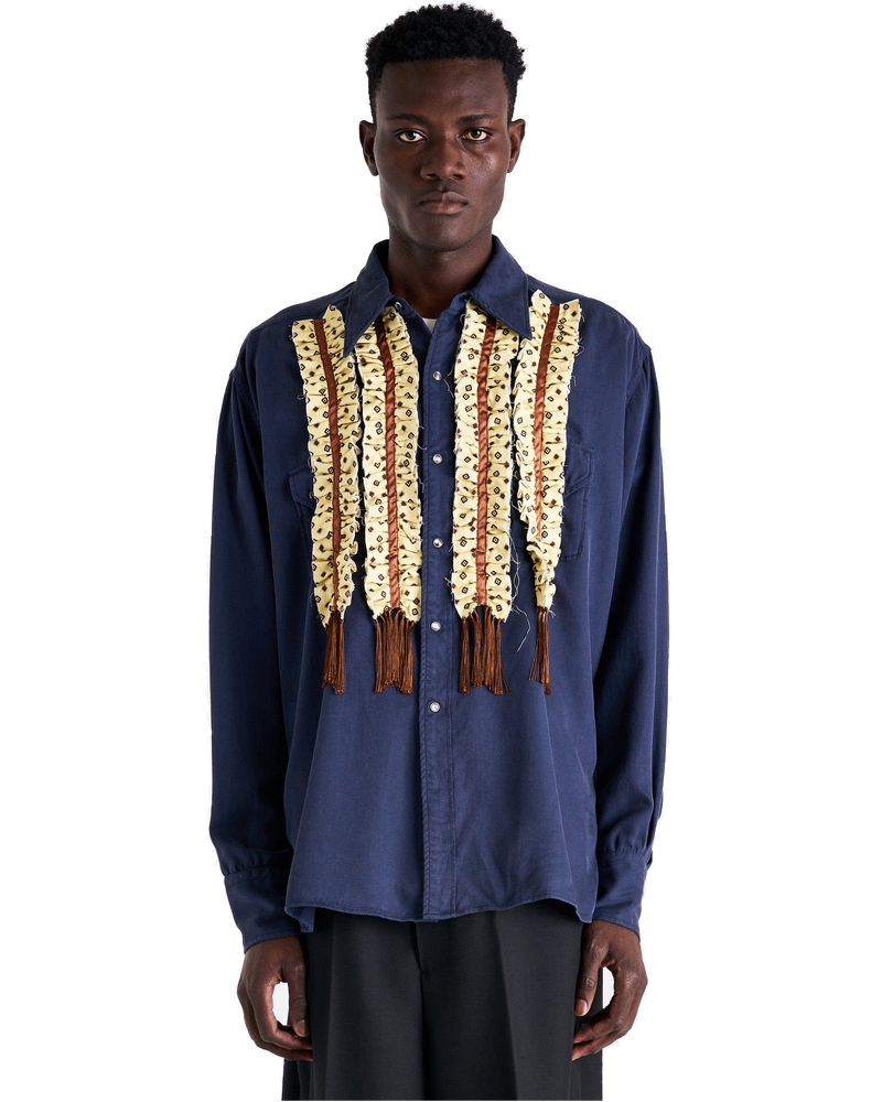 Оригінальна Long Sleeve Shirt In Blu-Yellow Maison margiela