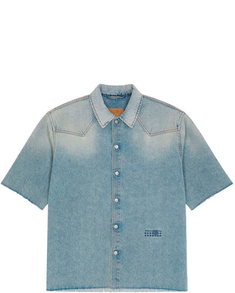 Оригінальна Short-Sleeved Denim Shirt With Raw Hemline Maison margiela