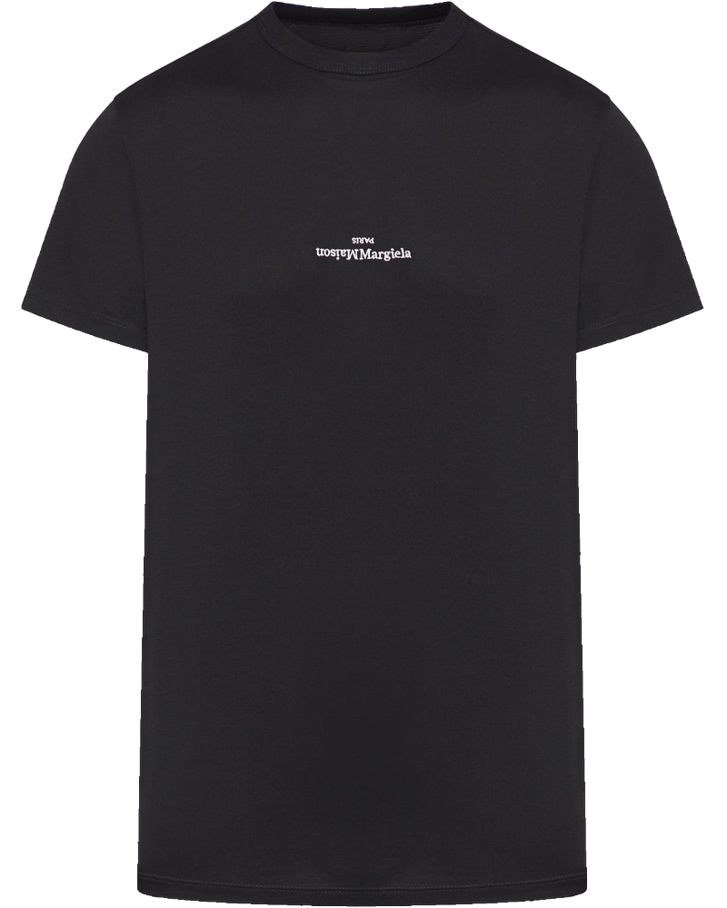 T-Shirt With Contrasting White Embroidered Logo Maison margiela – Гарантія оригінальності