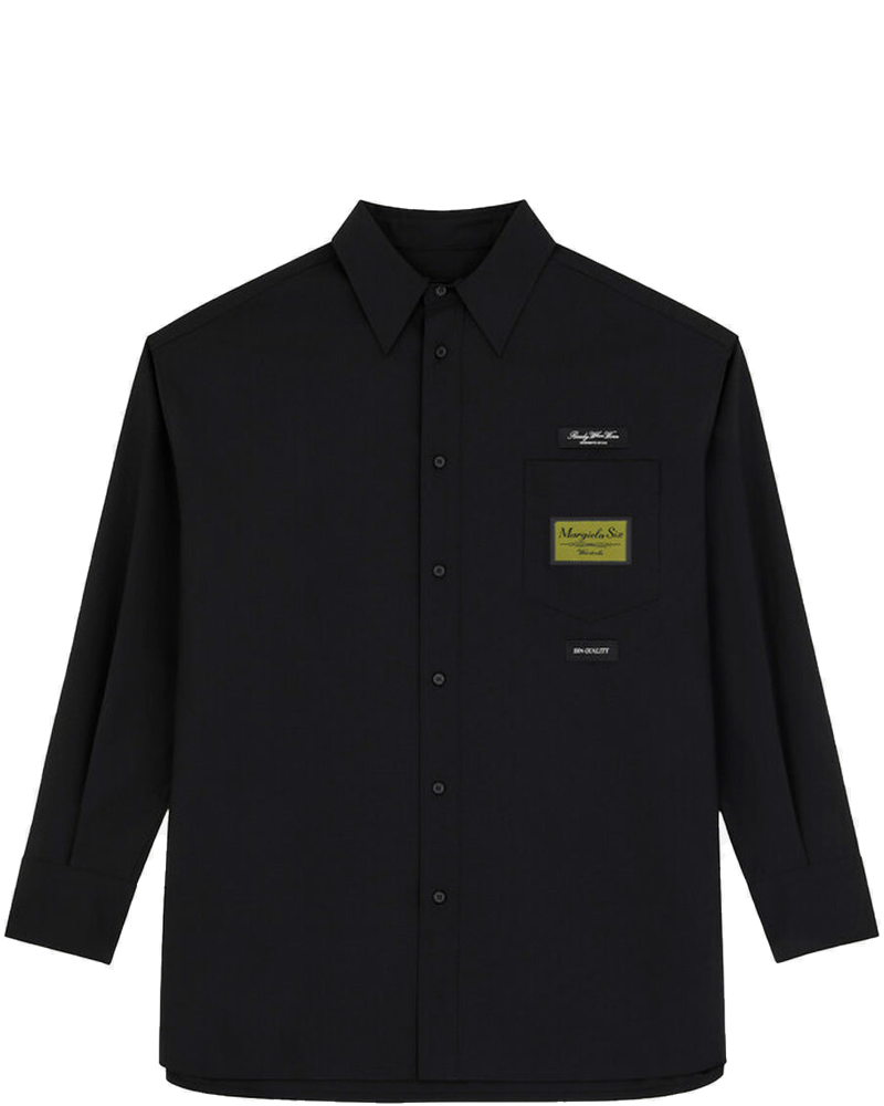 Оригінальна Black Wool Blend Shirt With Labels And Stitch On The Back Maison margiela