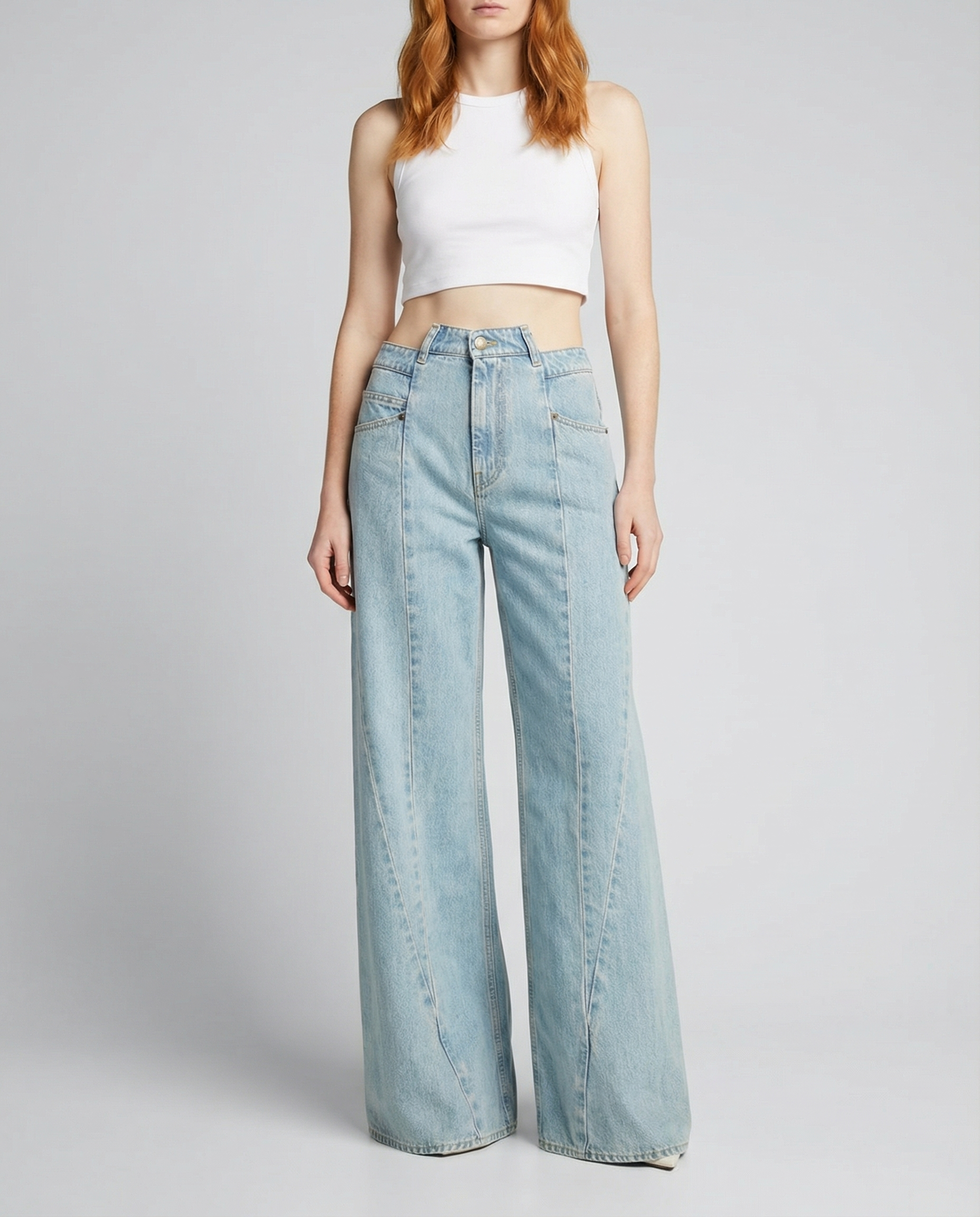 Оригінальна Cut Out Waistband Relaxed Fit Jeans Maison margiela – вид ззаду